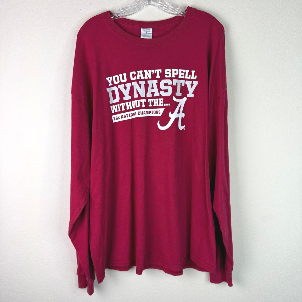 Gildan T-Shirt Mens 2XL Alabama Crimson Tide Dynasty 16x National Champions Red